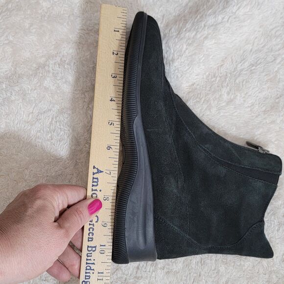Aquatalia Front Zip Weatherproof Suede Ankle Boot Leather Made In Italy Sz 8.5 - Picture 15 of 16